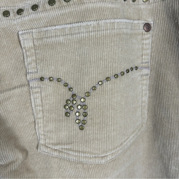 Deluxe Beige Corduroy Flare Pants with Studded Details 16 - Picture 7 of 9